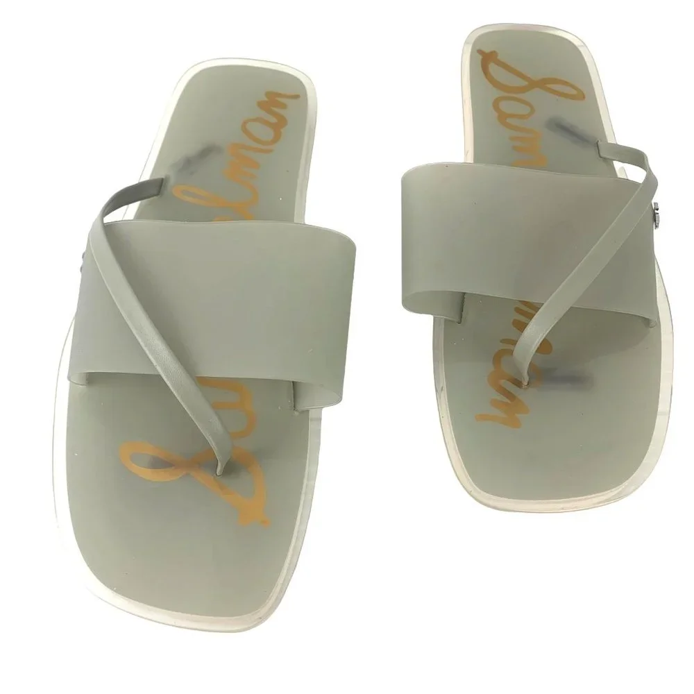 SAM EDELMAN Luciana Translucent Gray‎ Thong Slides Sandals